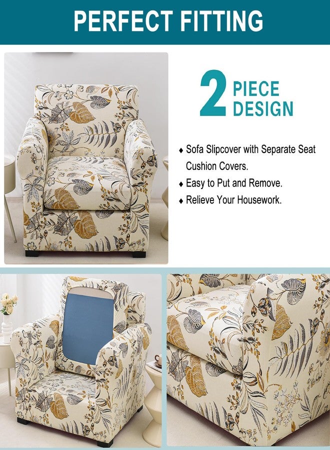 KRFOONN 2 Piece Chair Covers Printed Sofa Covers Couch Covers Washable Armchair Sofa Couch Slipcover Furniture Protector with Elastic Bottom for Living Room (Armchair, Color32), Small - Image 2